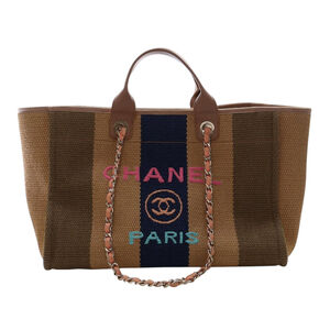 Pre-Loved Chanel Medium Raffia Striped Deauville Tote